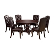 Bowery Hill 7 Piece Brown Cherry Round Wood Dining Set