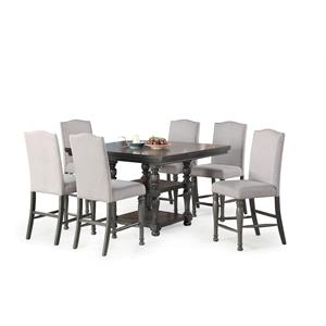 Bowery Hill Distressed Harbor 7 Piece Counter Height Dining Set in Gray