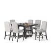 Bowery Hill Distressed Harbor 7 Piece Counter Height Dining Set in Gray