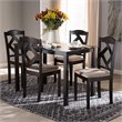Bowery Hill 5 Piece Dining Set in Beige and Dark Brown