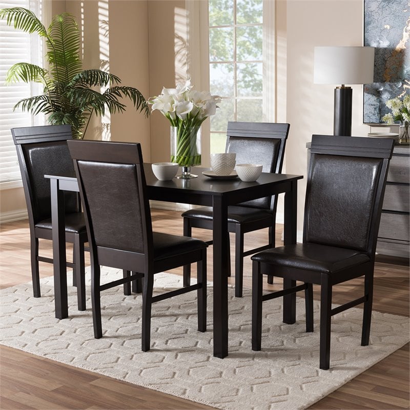 Bowery Hill 5 Piece Dining Set in Dark Brown