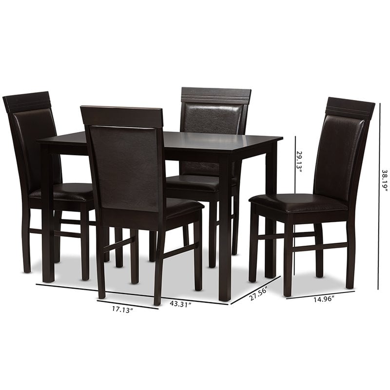 Bowery Hill 5 Piece Dining Set in Dark Brown