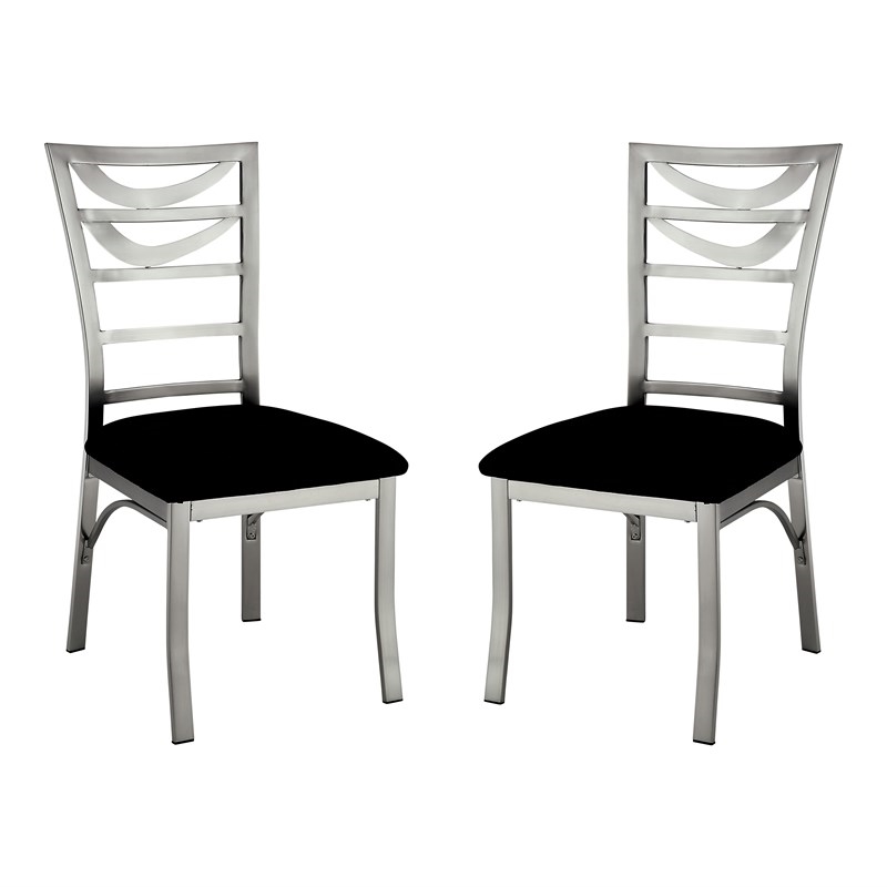 Bowery Hill 5 Piece Round Stainless Steel Dining Set in Silver