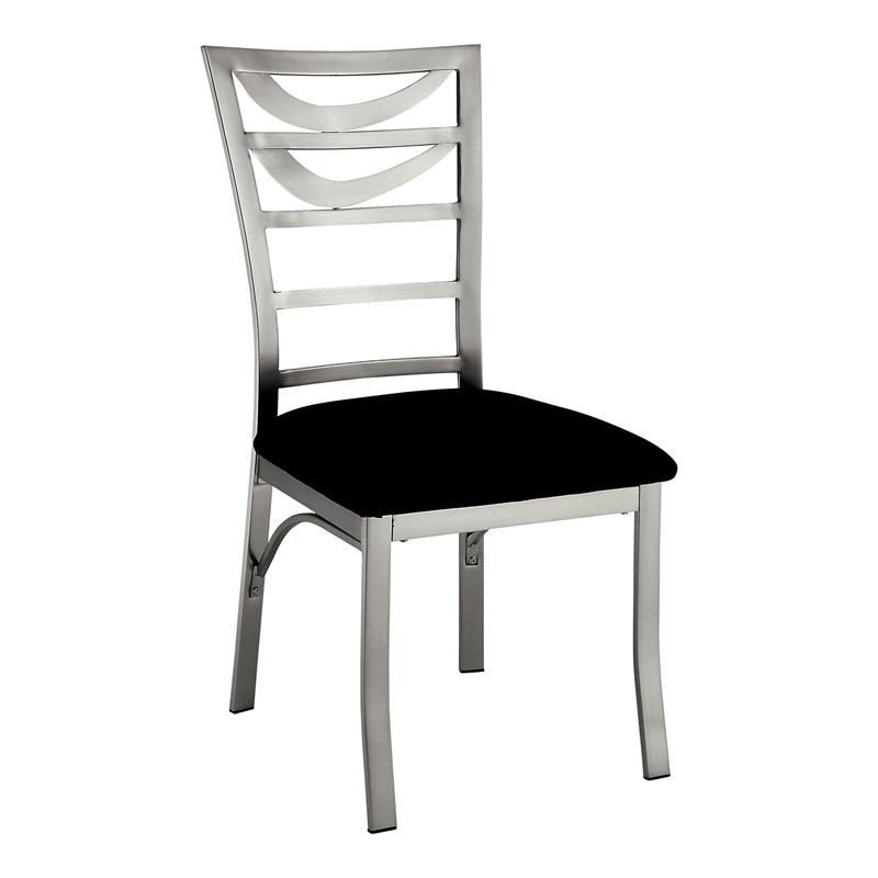Bowery Hill 5 Piece Round Stainless Steel Dining Set in Silver