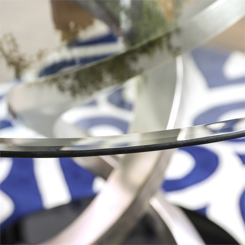Bowery Hill 5 Piece Round Stainless Steel Dining Set in Silver