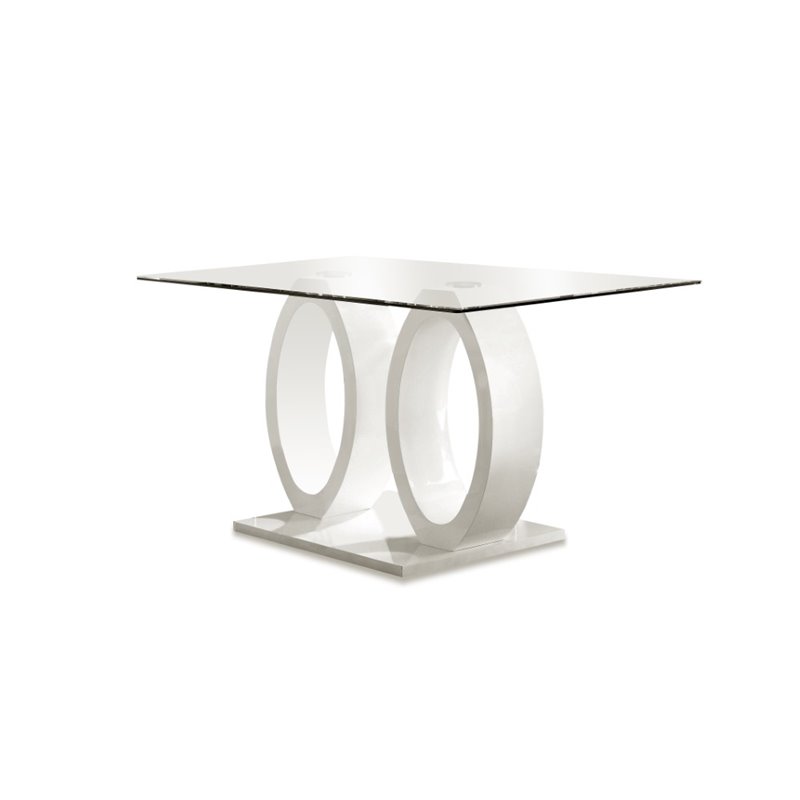 Bowery Hill Contemporary 7 Piece Wood Dining Set in White