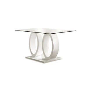 Bowery Hill Contemporary 7 Piece Wood Dining Set in White