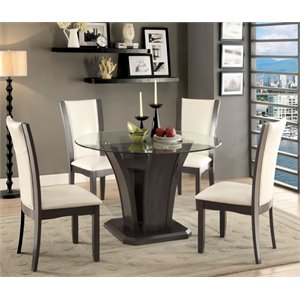 bowery hill contemporary 5 piece wood dining set in dark gray