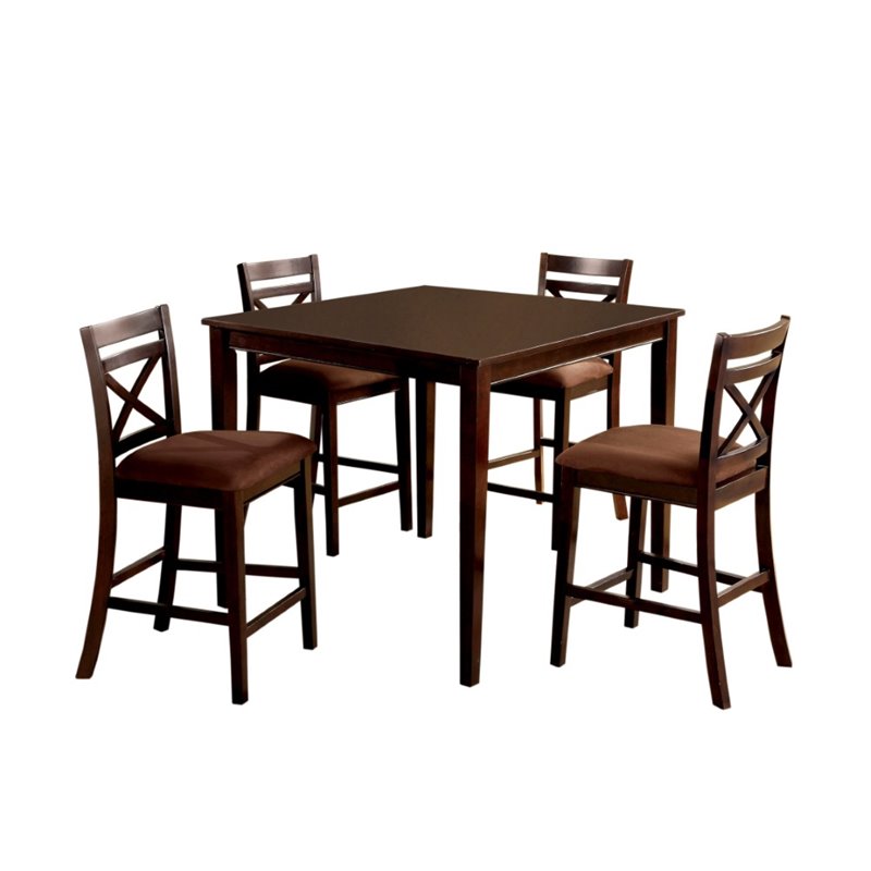 Bowery Hill Dien Wood 5 Piece Counter Height Dining Set in Espresso