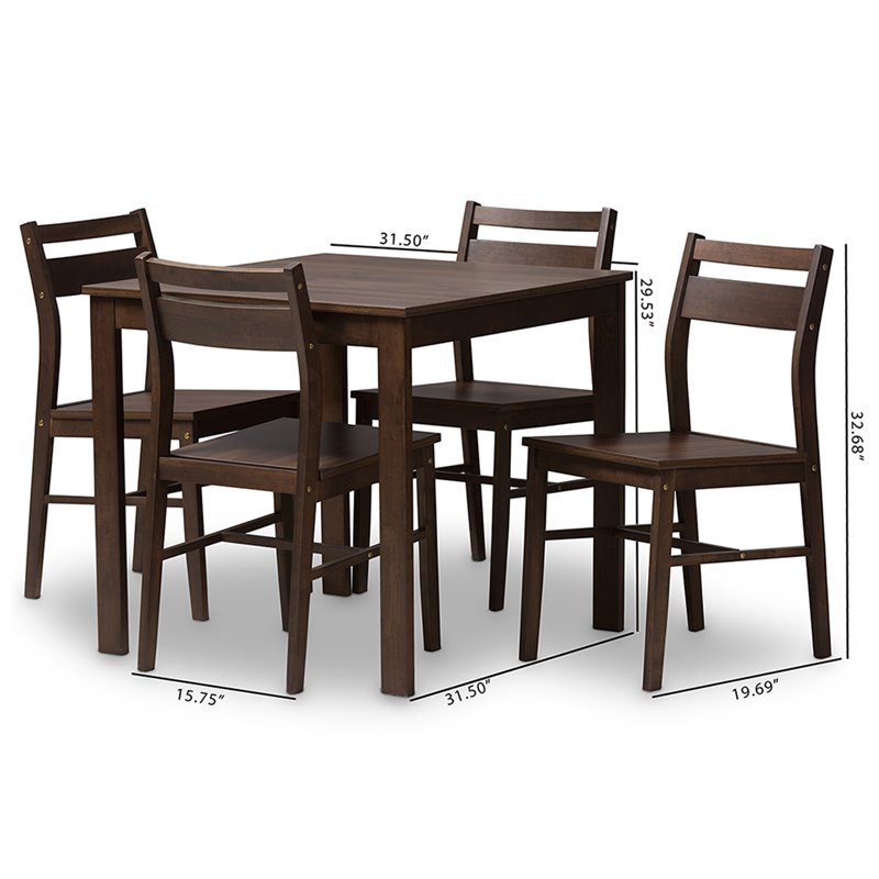 Bowery Hill 5 Piece Dining Set in Espresso