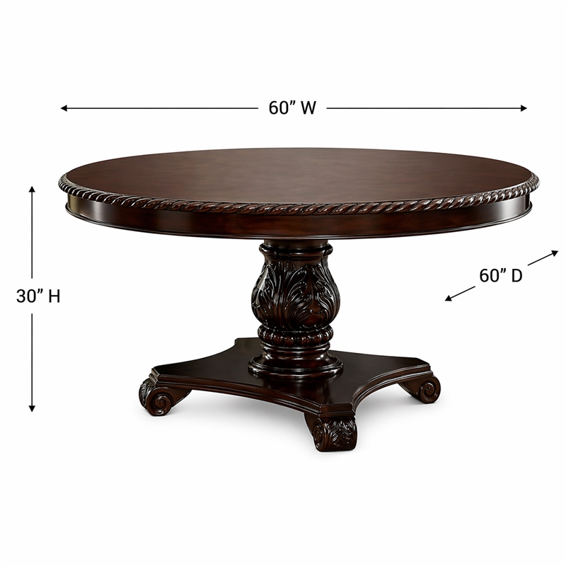 Bowery Hill 7 Piece Round Wood Dining Set in Brown Cherry