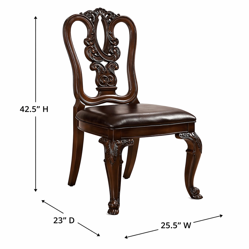 Bowery Hill 7 Piece Round Wood Dining Set in Brown Cherry