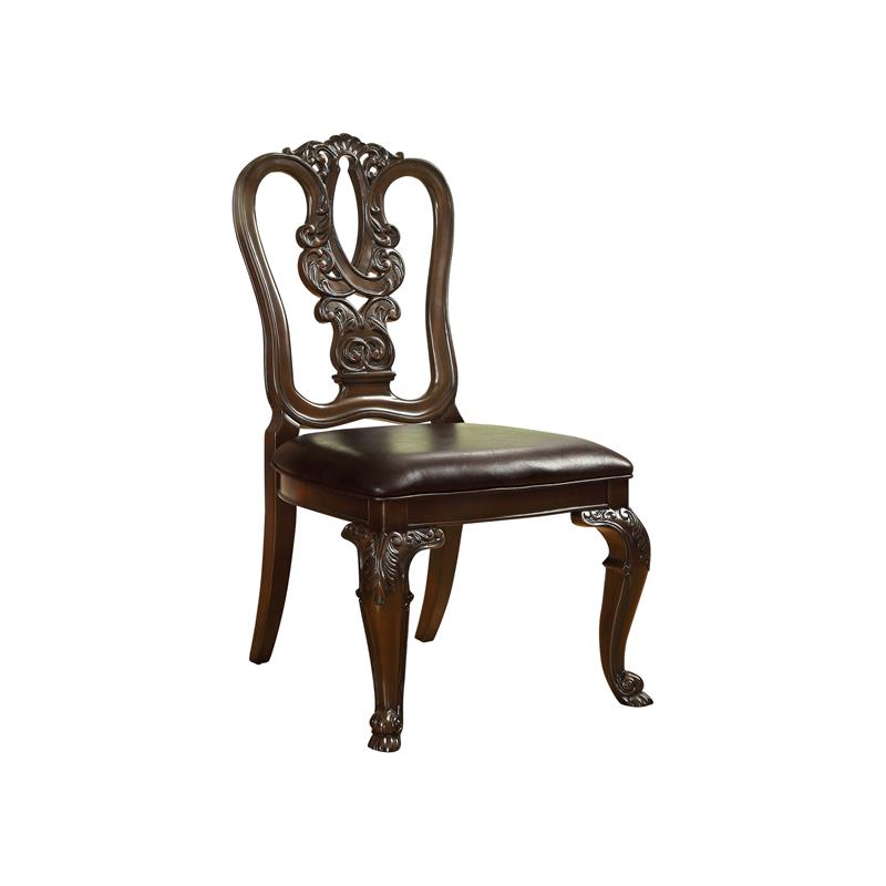 Bowery Hill 7 Piece Round Wood Dining Set in Brown Cherry