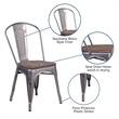 Bowery Hill Transitional Metal Stackable Dining Side Chair in Gray