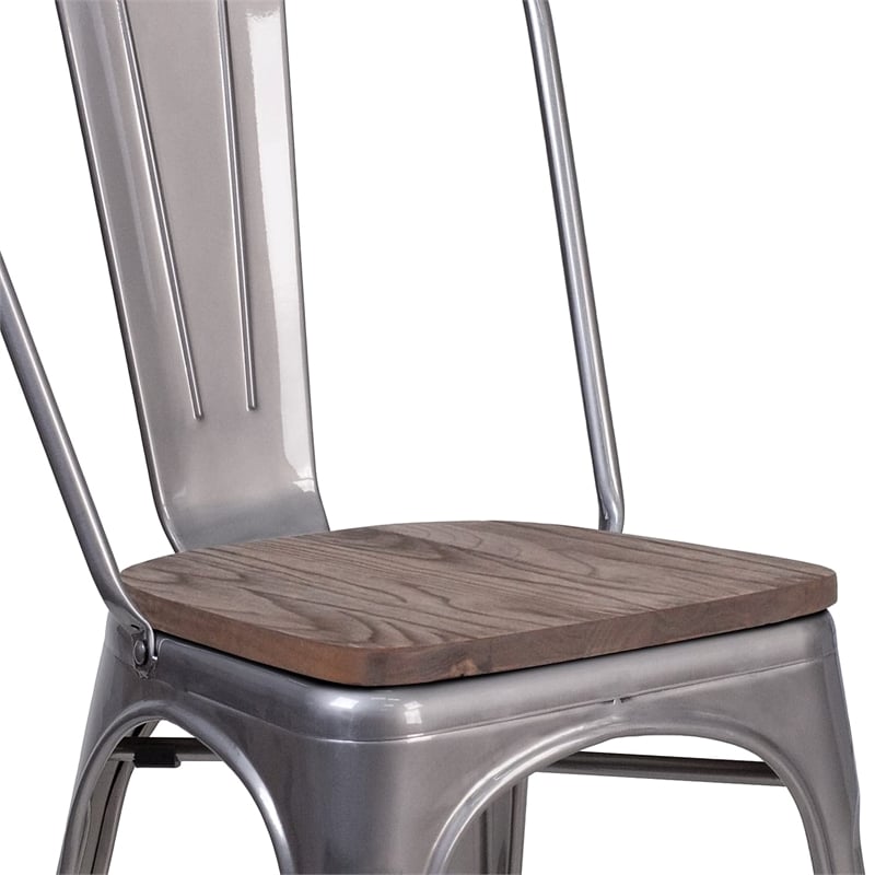 Bowery Hill Transitional Metal Stackable Dining Side Chair in Gray