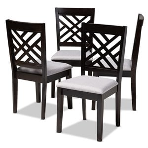 Bowery Hill Fabric and Wood Dining Chairs in Gray and Brown (Set of 4)