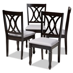 Bowery Hill Fabric and Wood Dining Chairs in Gray and Brown (Set of 4)