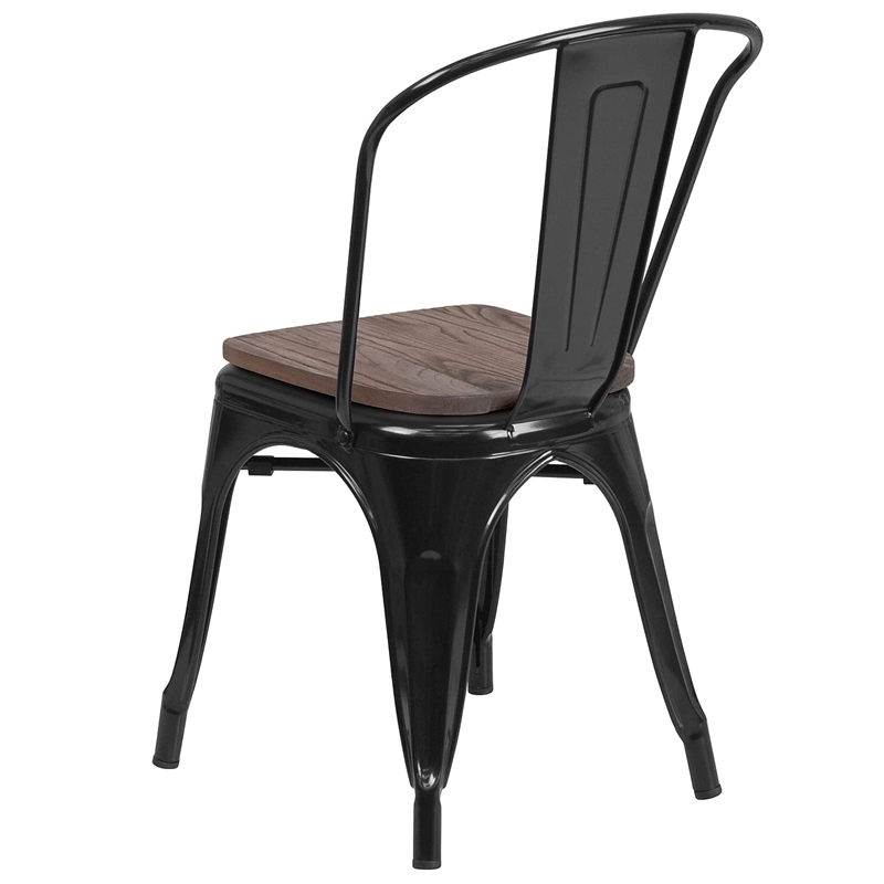 Bowery Hill Metal Stackable Dining Side Chair in Black