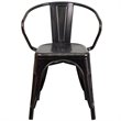 Bowery Hill Metal Stackable Dining Arm Chair in Black and Antique Gold