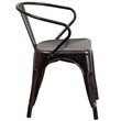 Bowery Hill Metal Stackable Dining Arm Chair in Black and Antique Gold