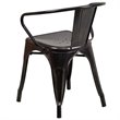 Bowery Hill Metal Stackable Dining Arm Chair in Black and Antique Gold