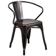 Bowery Hill Metal Stackable Dining Arm Chair in Black and Antique Gold