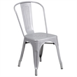 Bowery Hill Metal Stackable Dining Side Chair in Silver