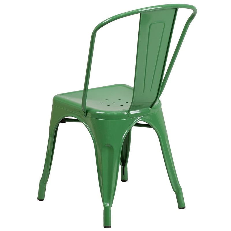 Bowery Hill Stackable Metal Dining Side Chair in Green
