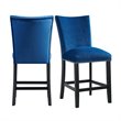 Bowery Hill Velvet Upholstered Counter Height Dining Chair in Blue (Set of 2)
