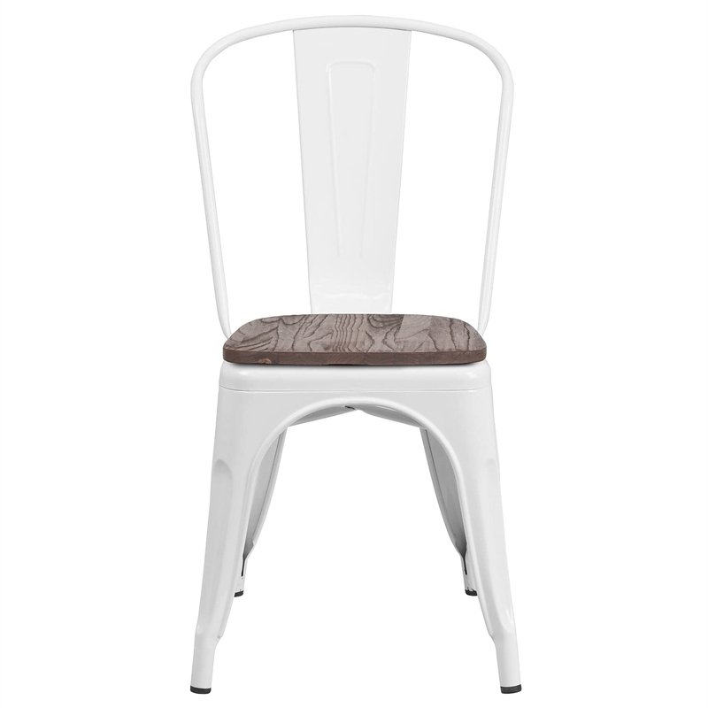 Bowery Hill Metal Stackable Dining Side Chair in White