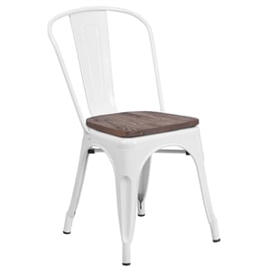 Bowery Hill Metal Stackable Dining Side Chair in White