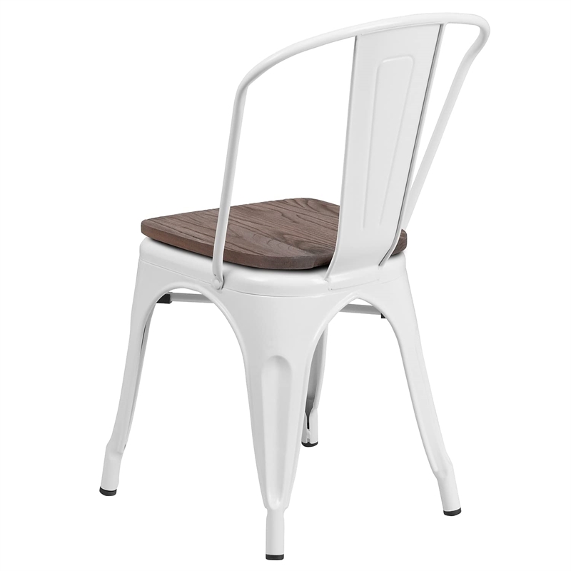 Bowery Hill Metal Stackable Dining Side Chair in White