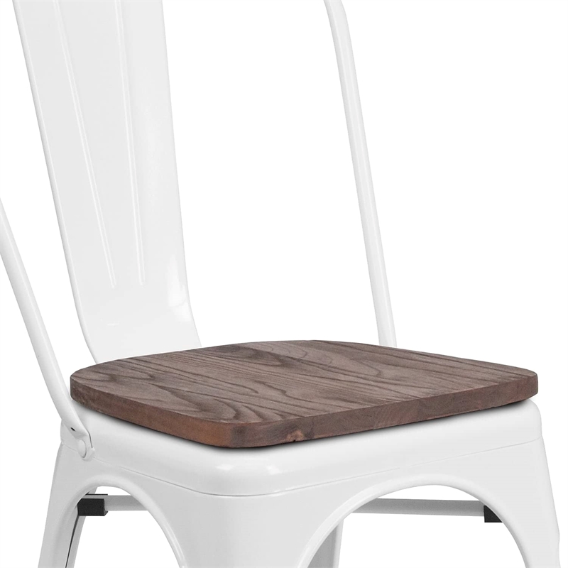 Bowery Hill Metal Stackable Dining Side Chair in White