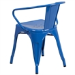 Bowery Hill Metal Stackable Dining Arm Chair in Blue