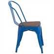 Bowery Hill Metal Stackable Dining Side Chair in Blue