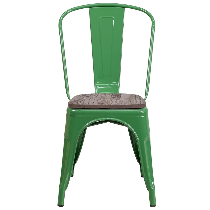 Bowery Hill Metal Stackable Dining Side Chair in Green
