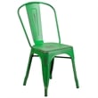 Bowery Hill Metal Curved Slat Back Dining Side Chair in Distressed Green
