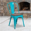 Bowery Hill Metal Dining Side Chair in Crystal Teal
