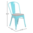 Bowery Hill Metal Dining Side Chair in Crystal Teal