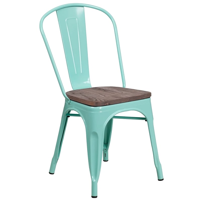 Bowery Hill Transitional Metal Dining Side Chair in Mint Green