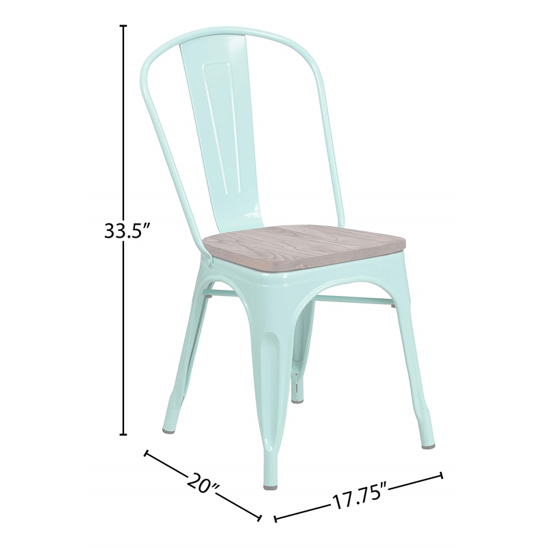 Bowery Hill Transitional Metal Dining Side Chair in Mint Green