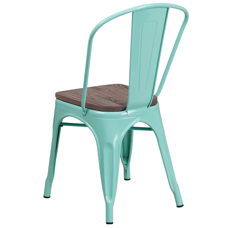 Bowery Hill Transitional Metal Dining Side Chair in Mint Green