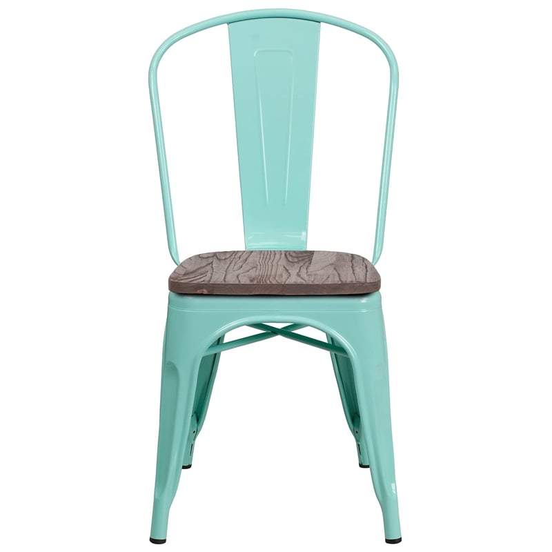 Bowery Hill Transitional Metal Dining Side Chair in Mint Green