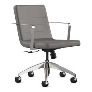 Bowery Hill 21.5&quot Modern Metal and Fabric Task Chair with Wraparound Arms in Ash