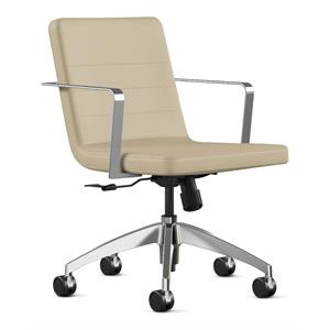 Bowery Hill 21.5&quot Modern Metal and Fabric Task Chair with Wraparound Arms in Tan