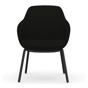 Bowery Hill 17&quot Modern Fabric and Metal Side Chair with 4 Metal Legs in Onyx