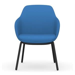 Bowery Hill 17&quot Modern Fabric Side Chair with 4 Metal Legs in Electric Blue