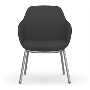 Bowery Hill 17&quot Modern Fabric Side Chair with 4 Metal Legs in Dove Gray