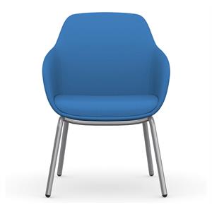 Bowery Hill 17&quot Modern Fabric Side Chair with 4 Metal Legs in Electric Blue