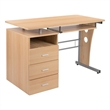 Bowery Hill 3 Drawers Wood/Steel Pedestal Computer Desk in Maple